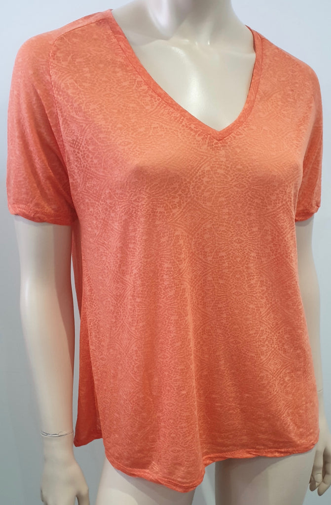 ZADIG & VOLTAIRE Orange MARGOT BURN Geometric Short Sleeve T-Shirt Tee Top M