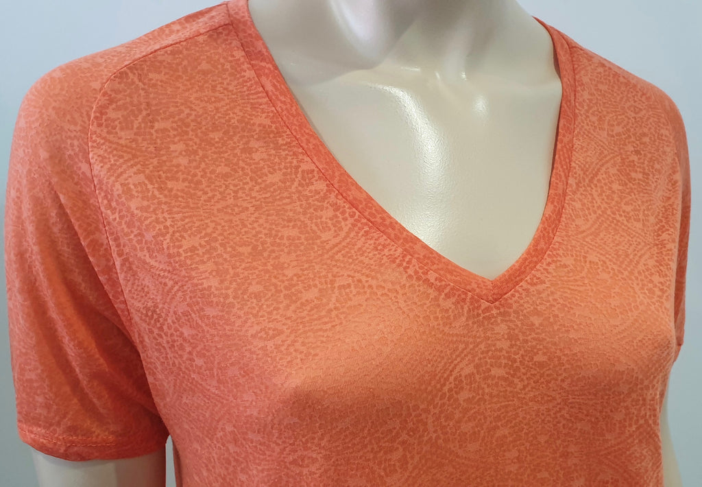 ZADIG & VOLTAIRE Orange MARGOT BURN Geometric Short Sleeve T-Shirt Tee Top M