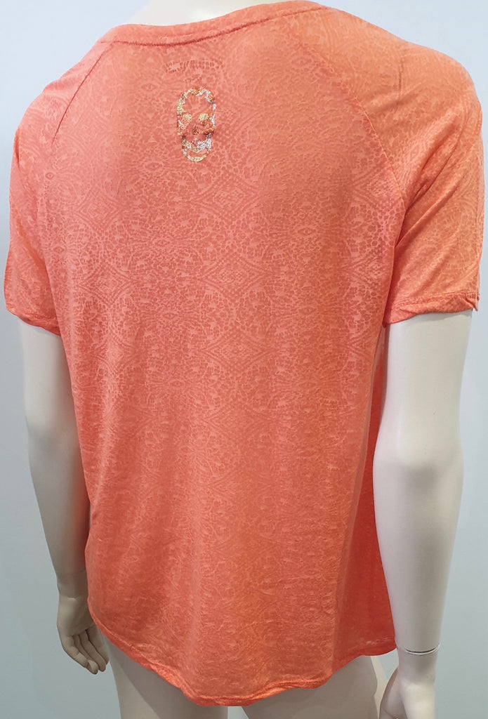 ZADIG & VOLTAIRE Orange MARGOT BURN Geometric Short Sleeve T-Shirt Tee Top M