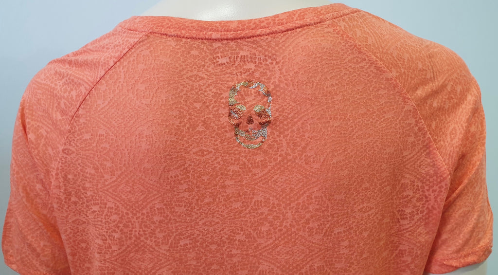 ZADIG & VOLTAIRE Orange MARGOT BURN Geometric Short Sleeve T-Shirt Tee Top M