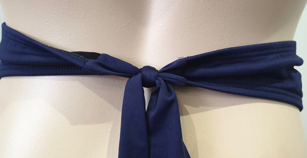 VIOLET LAKE Navy Blue 2PC Bandeau Bikini Top & Tie Side Briefs Swimwear Bikini S