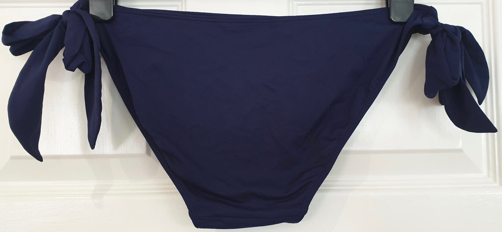 VIOLET LAKE Navy Blue 2PC Bandeau Bikini Top & Tie Side Briefs Swimwear Bikini S