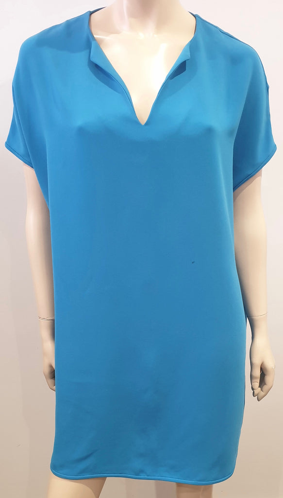 DIANE VON FURSTENBERG Royal Blue KORA V Neck Short Sleeve Tunic Smock Dress