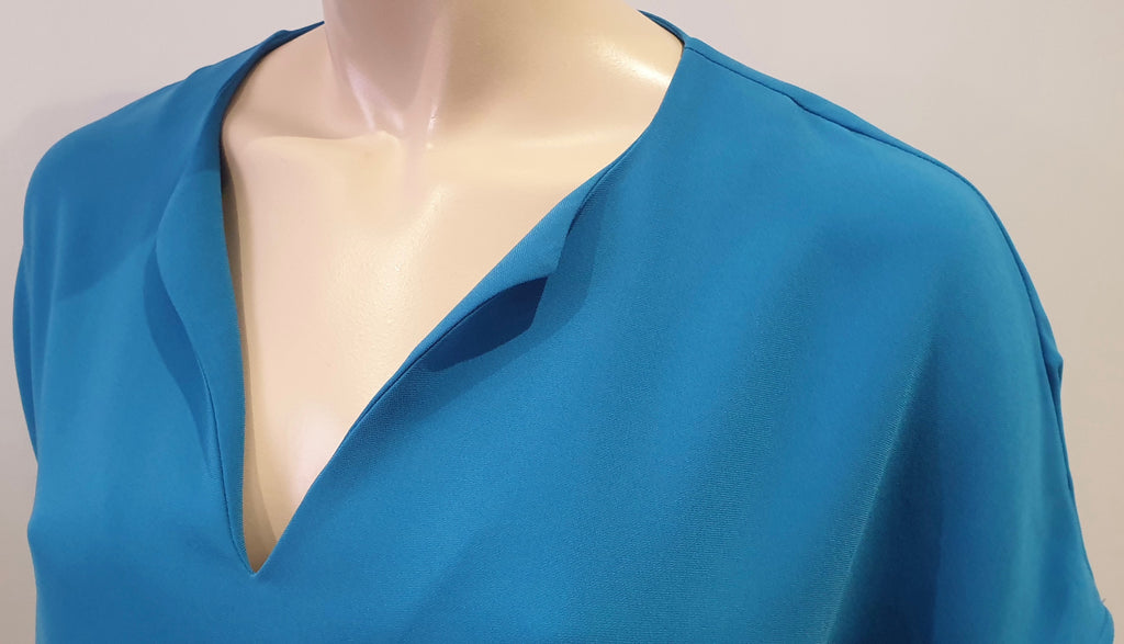 DIANE VON FURSTENBERG Royal Blue KORA V Neck Short Sleeve Tunic Smock Dress