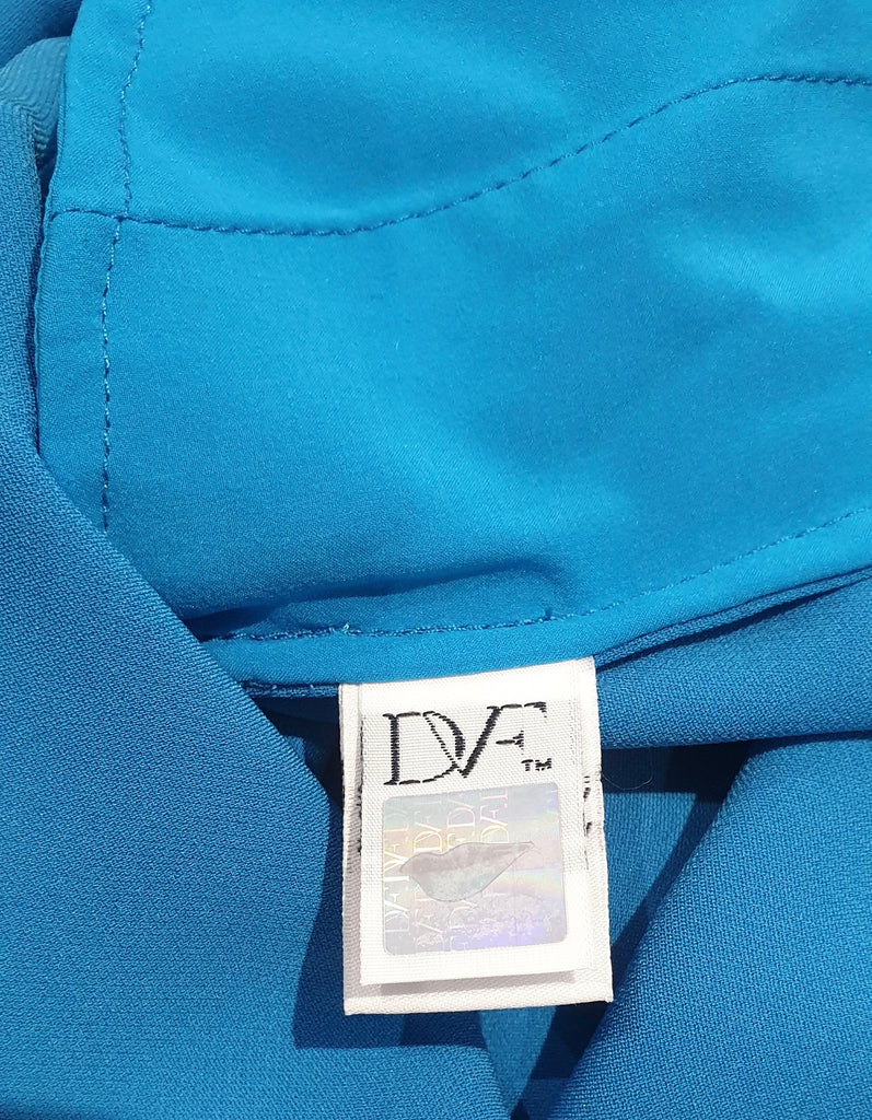 DIANE VON FURSTENBERG Royal Blue KORA V Neck Short Sleeve Tunic Smock Dress