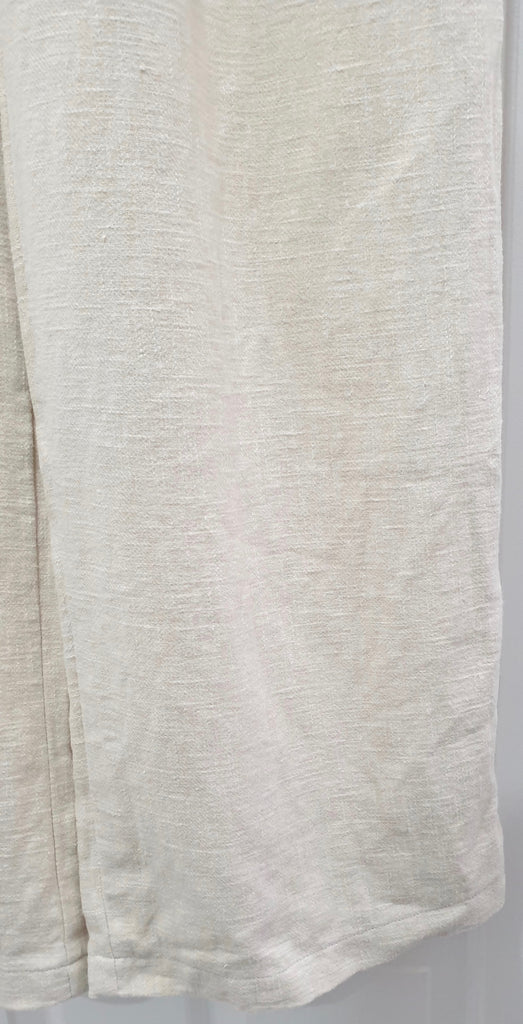 MILLA Beige Ramie Elasticated Waist Casual Wide Leg Summer Trousers Pants S