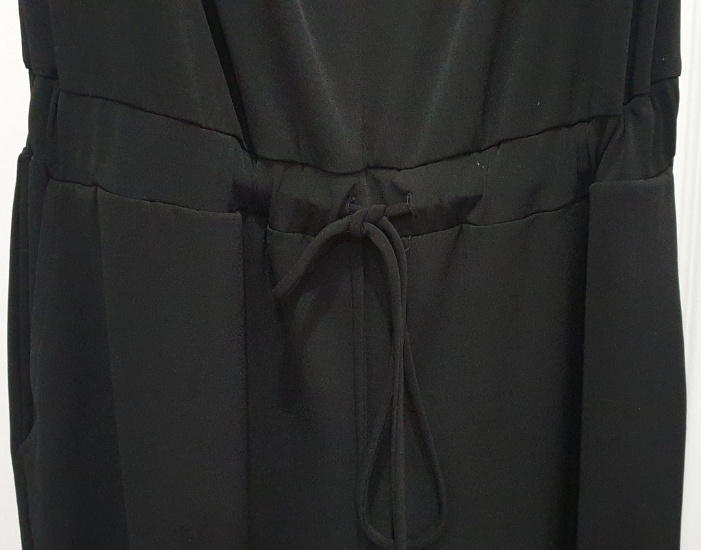 BARNEYS NEW YORK Black Draped Neck Sleeveless Tapered Leg Formal Jumpsuit M