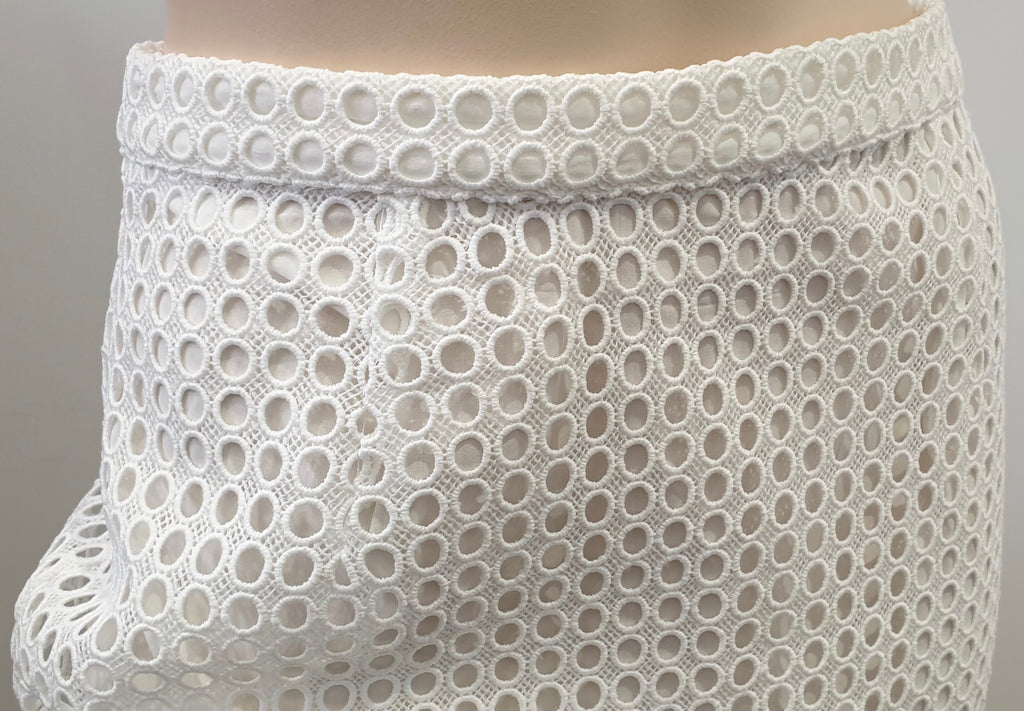 MONKI Women's White Lace Embroidery Lined Summer Pencil Skirt 38 UK10 BNWT