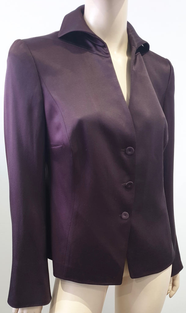 AKRIS Women's Damson Purple Silk Single Breasted Lined Blazer Jacket US10 UK14