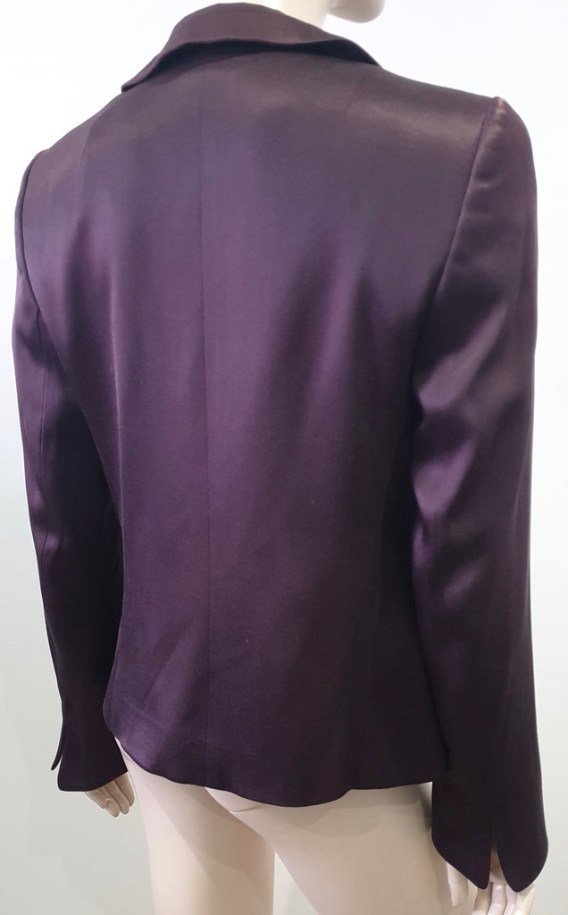AKRIS Women's Damson Purple Silk Single Breasted Lined Blazer Jacket US10 UK14