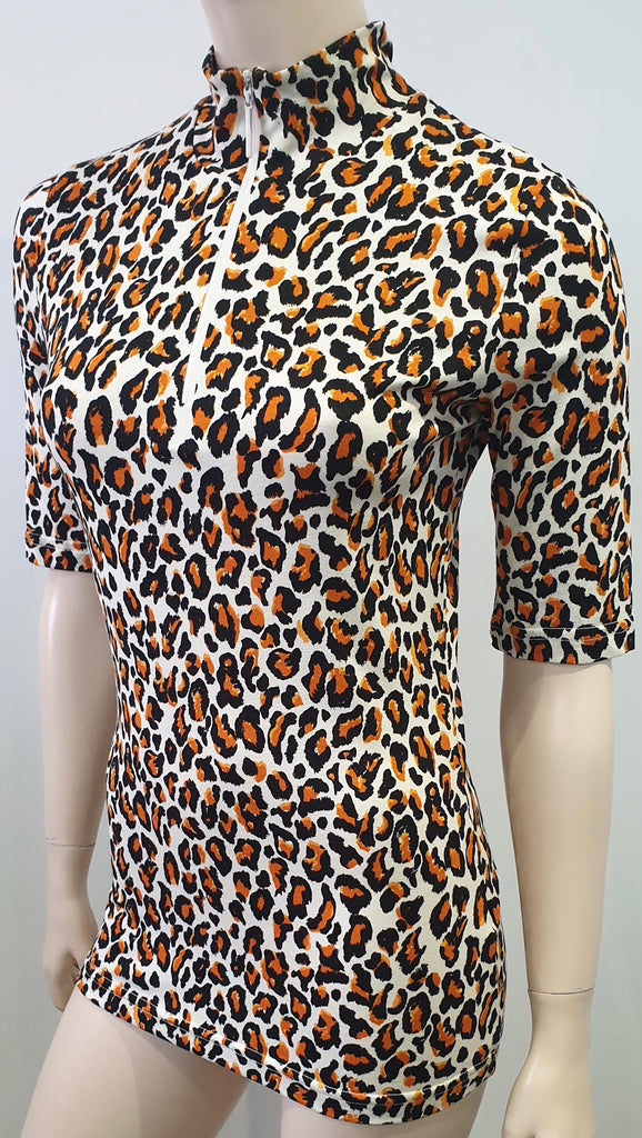 BAUM UND PFERDGARTEN Cream Orange & Black Leopard Print Jersey Top S BNWT