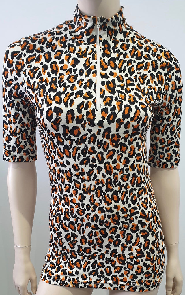 BAUM UND PFERDGARTEN Cream Orange & Black Leopard Print Jersey Top S BNWT