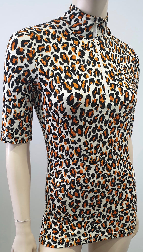 BAUM UND PFERDGARTEN Cream Orange & Black Leopard Print Jersey Top S BNWT