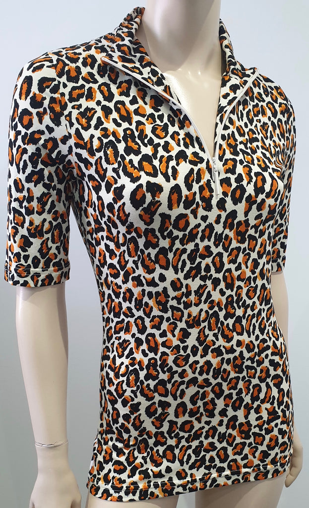 BAUM UND PFERDGARTEN Cream Orange & Black Leopard Print Jersey Top S BNWT