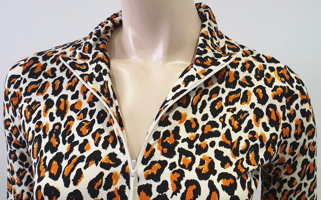 BAUM UND PFERDGARTEN Cream Orange & Black Leopard Print Jersey Top S BNWT