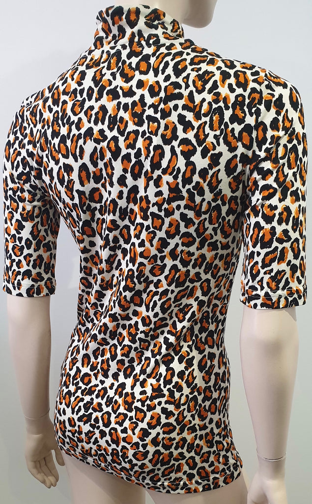 BAUM UND PFERDGARTEN Cream Orange & Black Leopard Print Jersey Top S BNWT