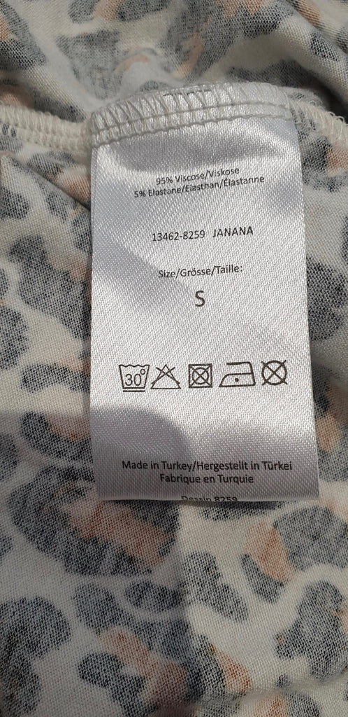 BAUM UND PFERDGARTEN Cream Orange & Black Leopard Print Jersey Top S BNWT