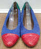 BALLY Women's Blue Red Green Suede & Leather Flat Ballerina Pumps Shoes UK7.5