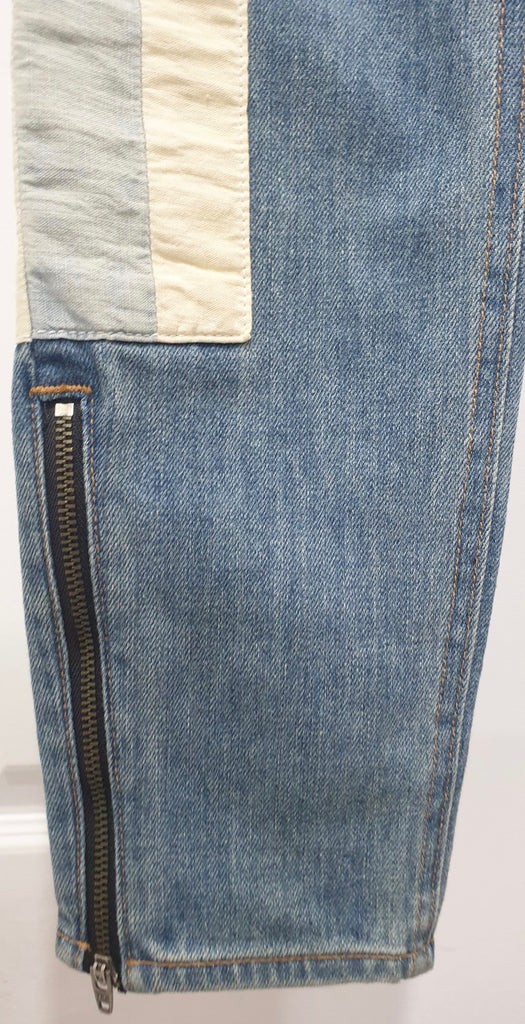 RAG & BONE Pale Blue Cotton Blend Stripe Slim Fit Jeans Trousers Pants Sz:27