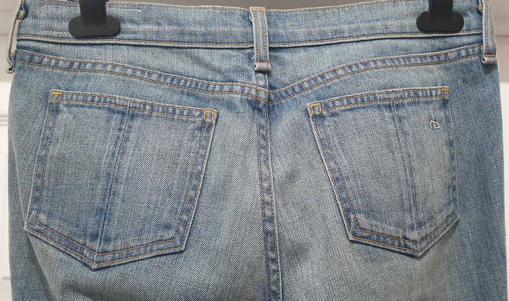 RAG & BONE Pale Blue Cotton Blend Stripe Slim Fit Jeans Trousers Pants Sz:27