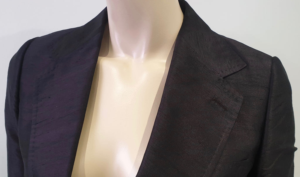 DOLCE & GABBANA Midnight Blue Black Silk Lined Evening Blazer Jacket 42 UK10