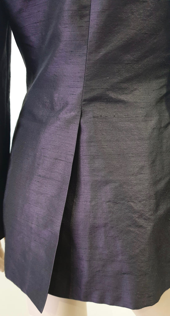 DOLCE & GABBANA Midnight Blue Black Silk Lined Evening Blazer Jacket 42 UK10