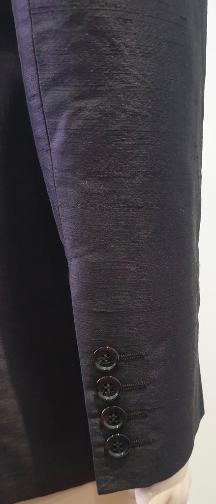 DOLCE & GABBANA Midnight Blue Black Silk Lined Evening Blazer Jacket 42 UK10