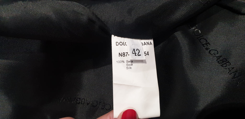 DOLCE & GABBANA Midnight Blue Black Silk Lined Evening Blazer Jacket 42 UK10