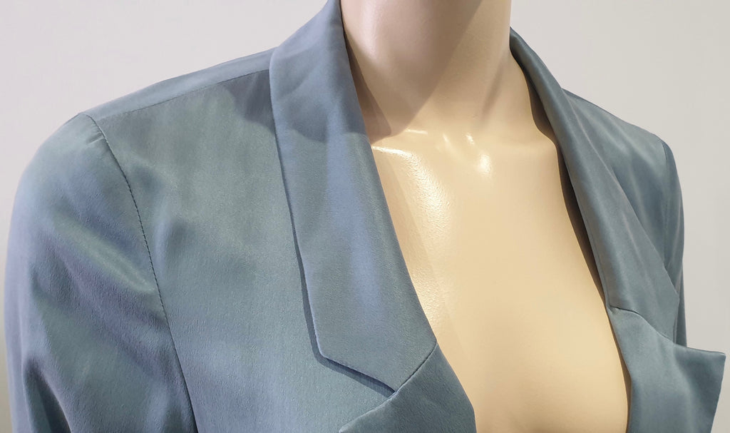 REBECCA TAYLOR Powder Blue Silk Single Breasted Lined Blazer Jacket US10 UK14