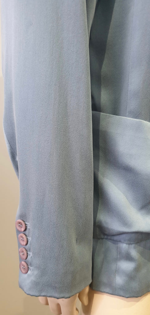 REBECCA TAYLOR Powder Blue Silk Single Breasted Lined Blazer Jacket US10 UK14