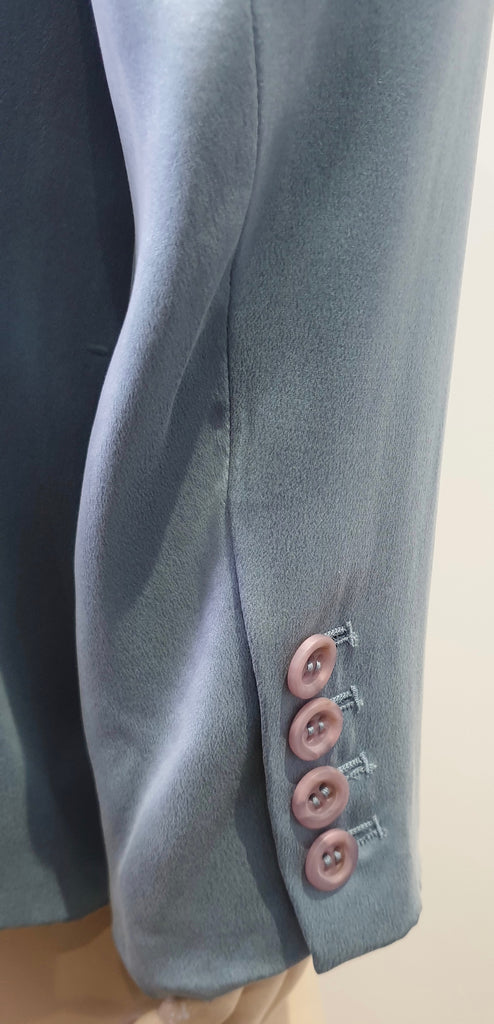 REBECCA TAYLOR Powder Blue Silk Single Breasted Lined Blazer Jacket US10 UK14