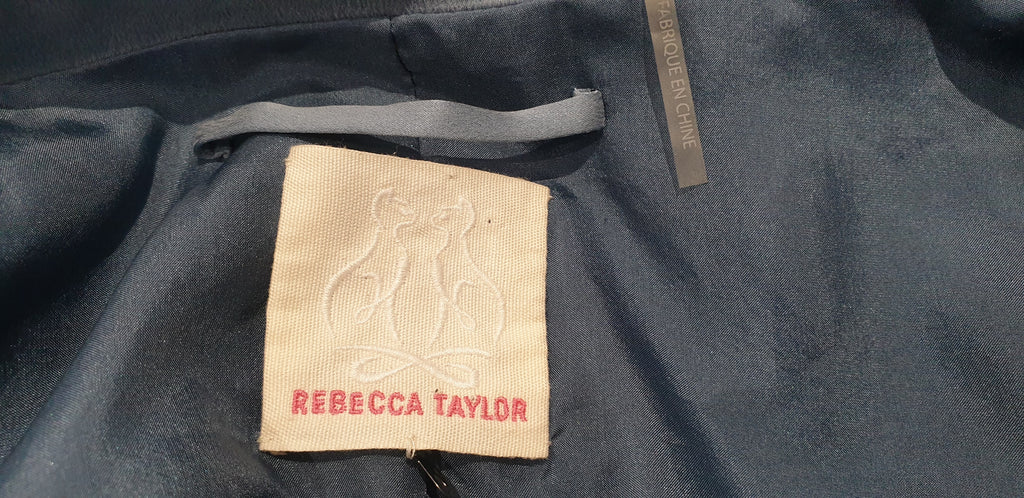 REBECCA TAYLOR Powder Blue Silk Single Breasted Lined Blazer Jacket US10 UK14