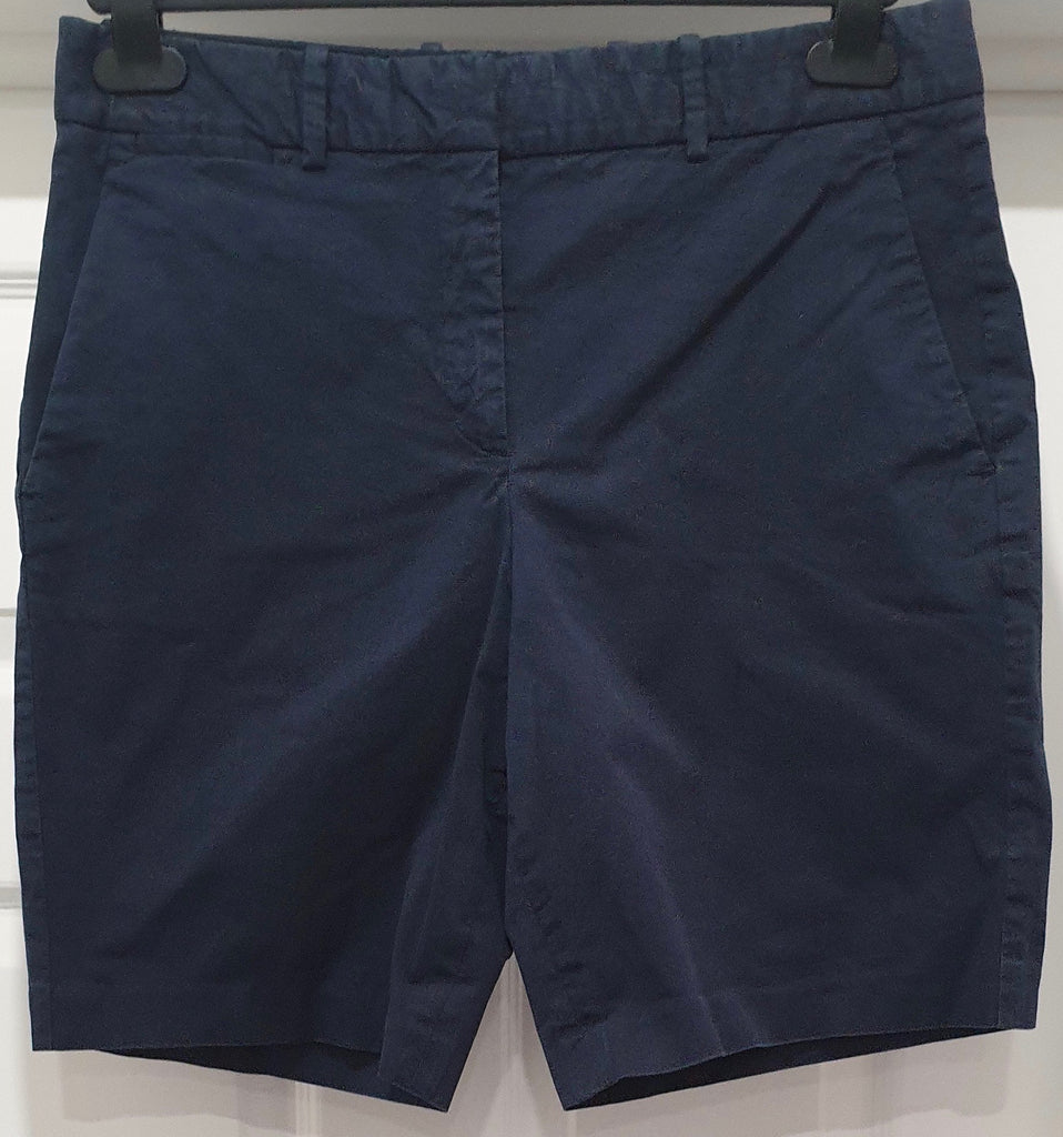 THEORY Women's Navy Blue Cotton Blend Casual Summer Shorts US8 UK12