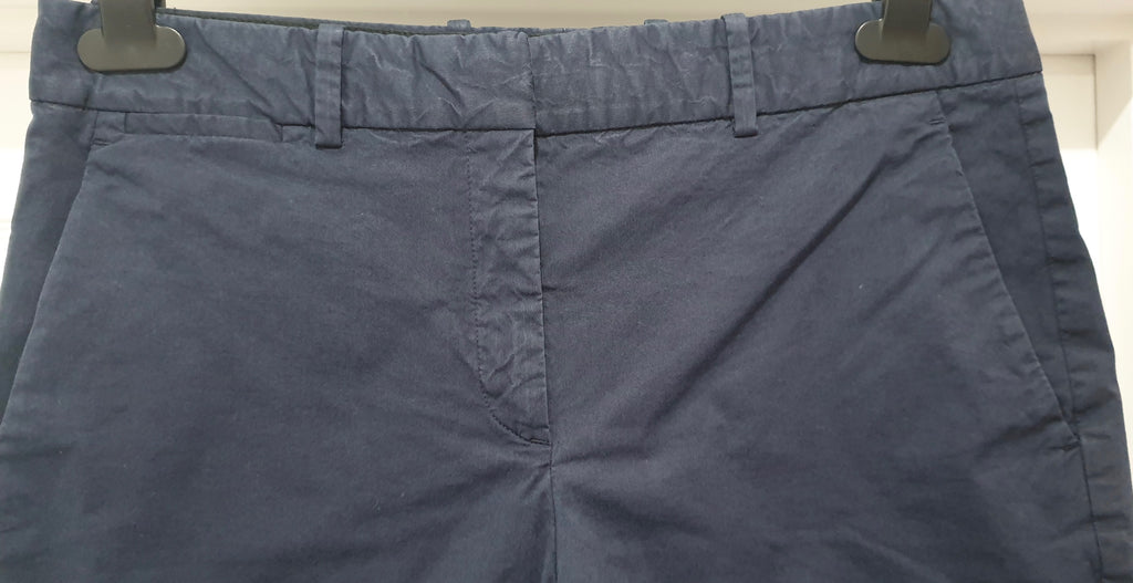 THEORY Women's Navy Blue Cotton Blend Casual Summer Shorts US8 UK12