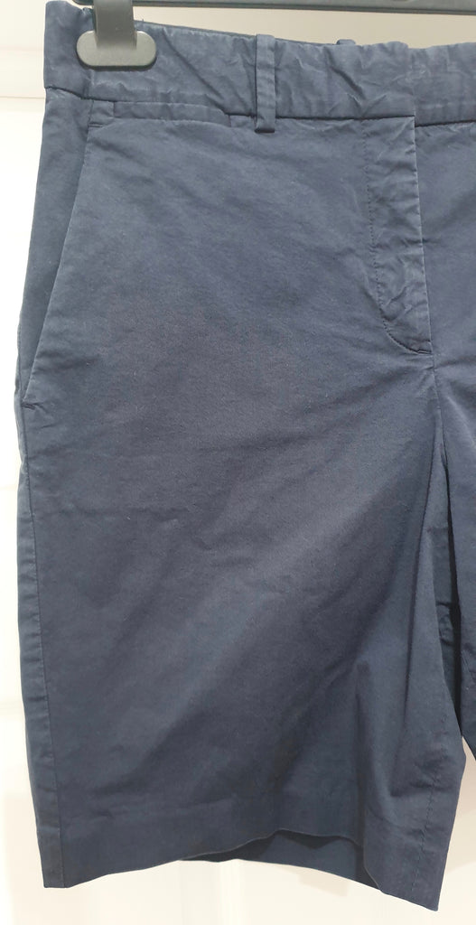 THEORY Women's Navy Blue Cotton Blend Casual Summer Shorts US8 UK12
