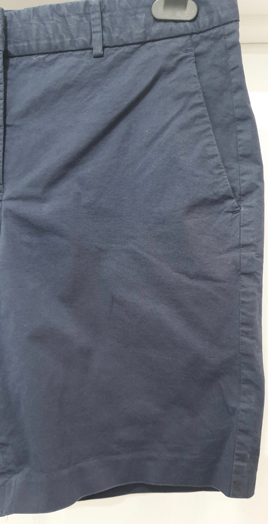 THEORY Women's Navy Blue Cotton Blend Casual Summer Shorts US8 UK12
