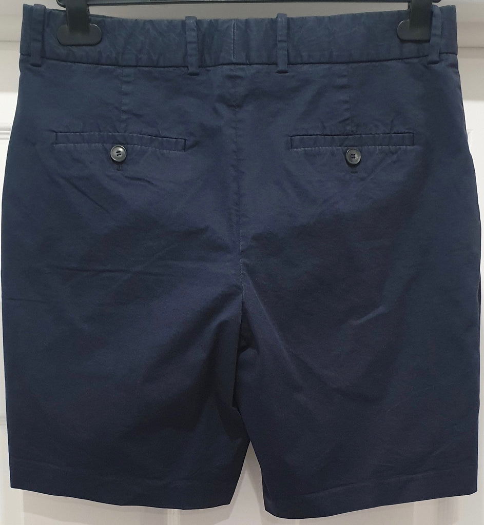 THEORY Women's Navy Blue Cotton Blend Casual Summer Shorts US8 UK12