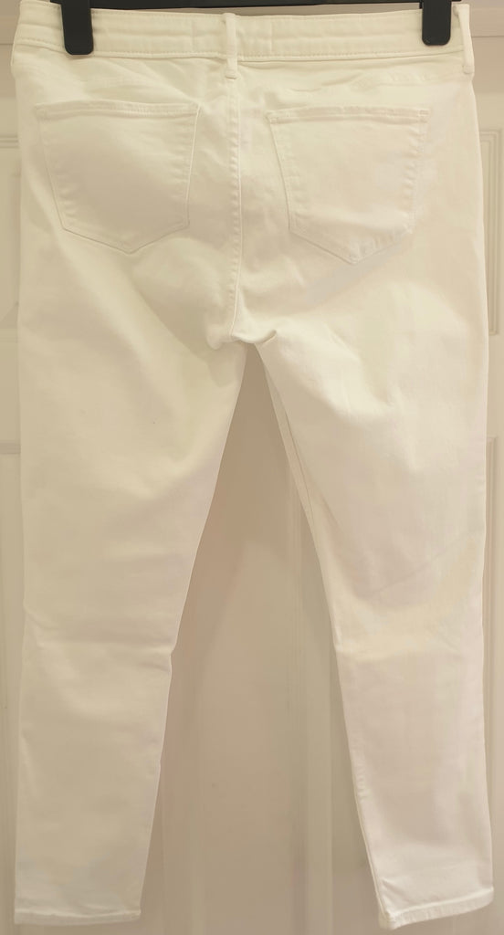 ABERCROMBIE & FITCH White Cotton Blend Ripped Crop ANKLE Jeans Pants 14R W30