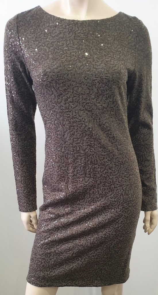 ALICE & OLIVIA Olive Green Sequin Embellished Sheer Panel Bodycon Evening Dress