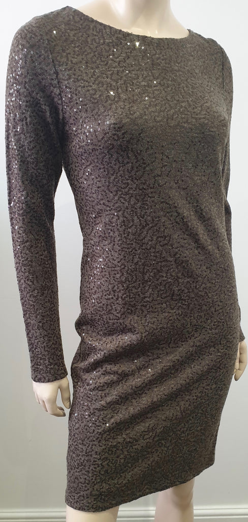 ALICE & OLIVIA Olive Green Sequin Embellished Sheer Panel Bodycon Evening Dress