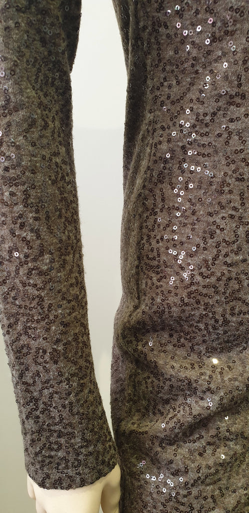 ALICE & OLIVIA Olive Green Sequin Embellished Sheer Panel Bodycon Evening Dress