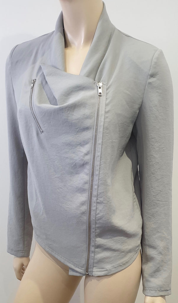 AMERICAN VINTAGE Pale Grey BEAUMONT Long Sleeve Asymmetrical Zipper Jacket S