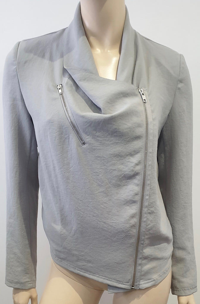 AMERICAN VINTAGE Pale Grey BEAUMONT Long Sleeve Asymmetrical Zipper Jacket S