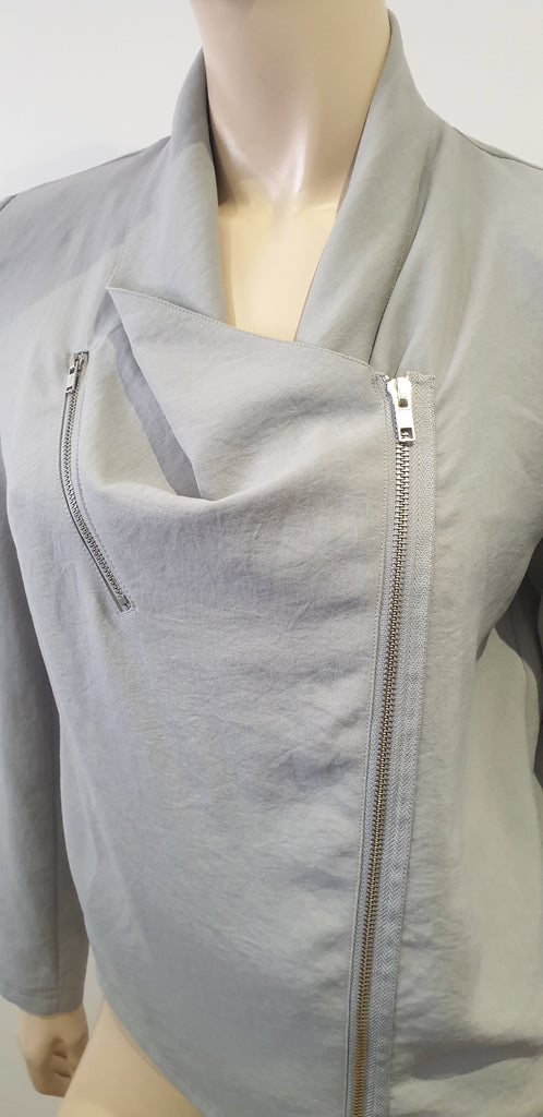 AMERICAN VINTAGE Pale Grey BEAUMONT Long Sleeve Asymmetrical Zipper Jacket S