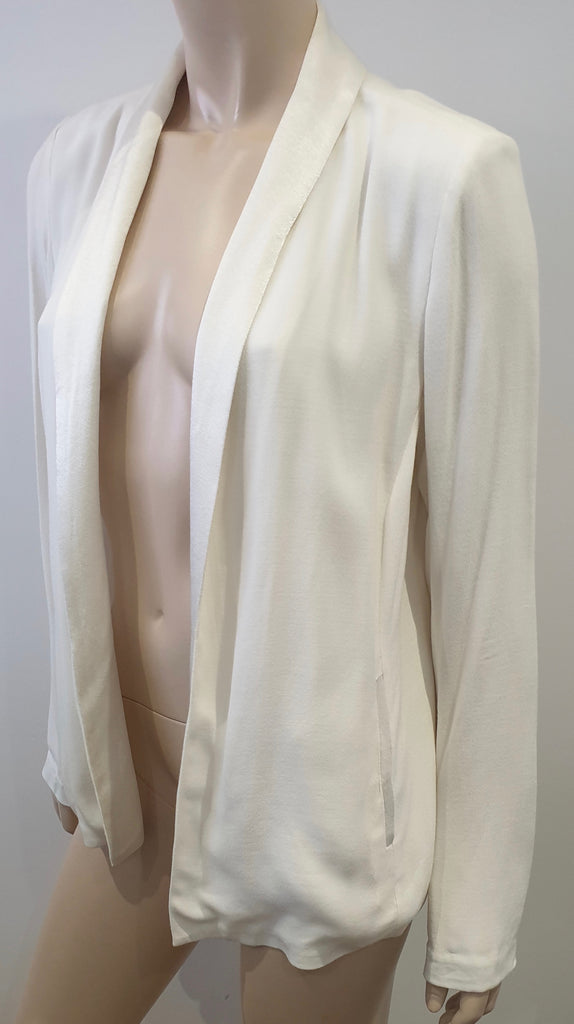 AMERICAN VINTAGE Pearl Cream HOLIESTER Open Front Satin Sheen Trim Jacket M