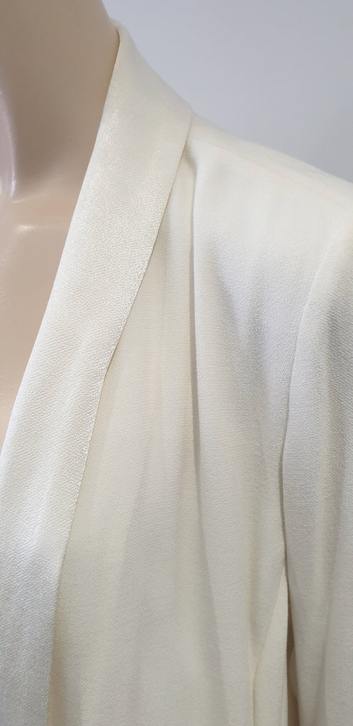 AMERICAN VINTAGE Pearl Cream HOLIESTER Open Front Satin Sheen Trim Jacket M