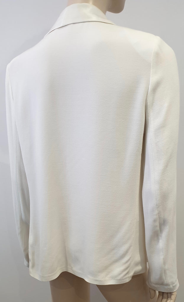 AMERICAN VINTAGE Pearl Cream HOLIESTER Open Front Satin Sheen Trim Jacket M