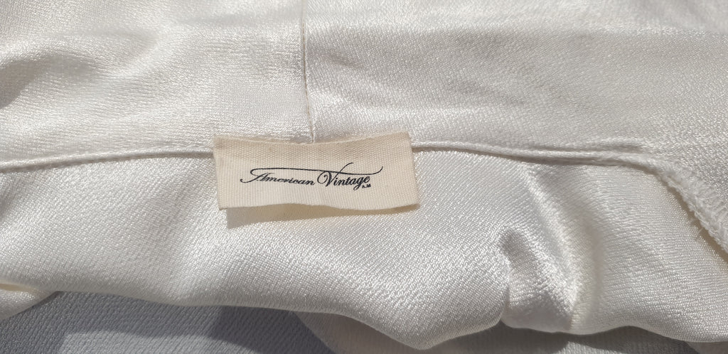 AMERICAN VINTAGE Pearl Cream HOLIESTER Open Front Satin Sheen Trim Jacket M