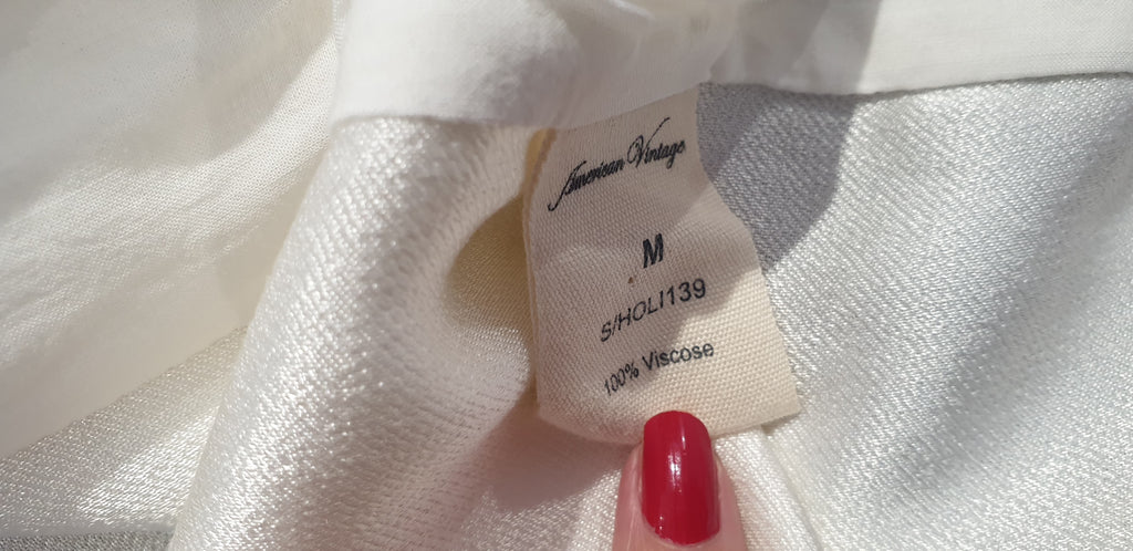 AMERICAN VINTAGE Pearl Cream HOLIESTER Open Front Satin Sheen Trim Jacket M