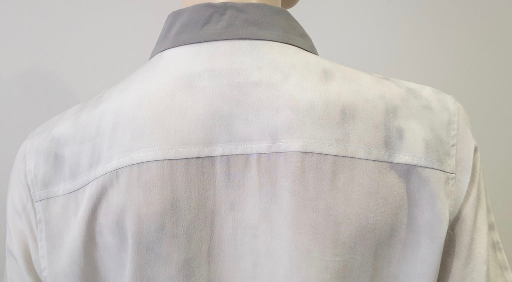 EQUIPMENT FEMME Grey Silk Floral Print Collared Short Sleeve Blouse Shirt Top S